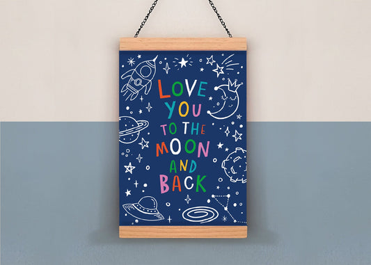 Love You To The Moon and Back Art Print by Dotty Black