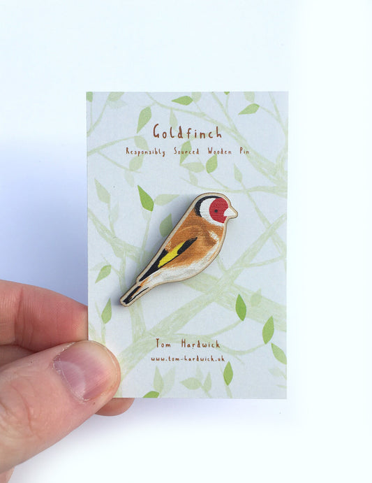 Goldfinch Wooden Pin by Tom Hardwick