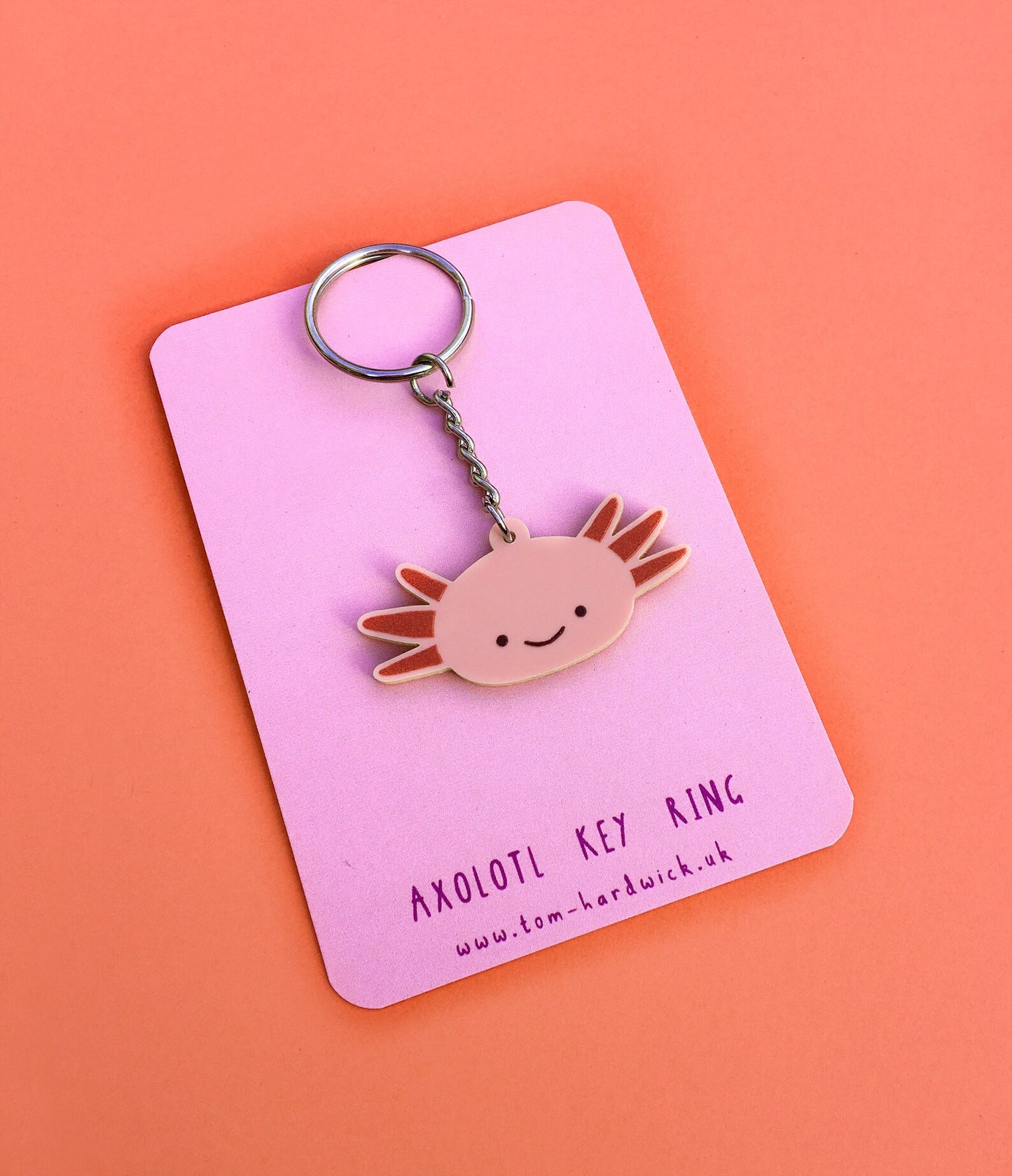 Axolotl Head Acrylic Keyring by Tom Hardwick