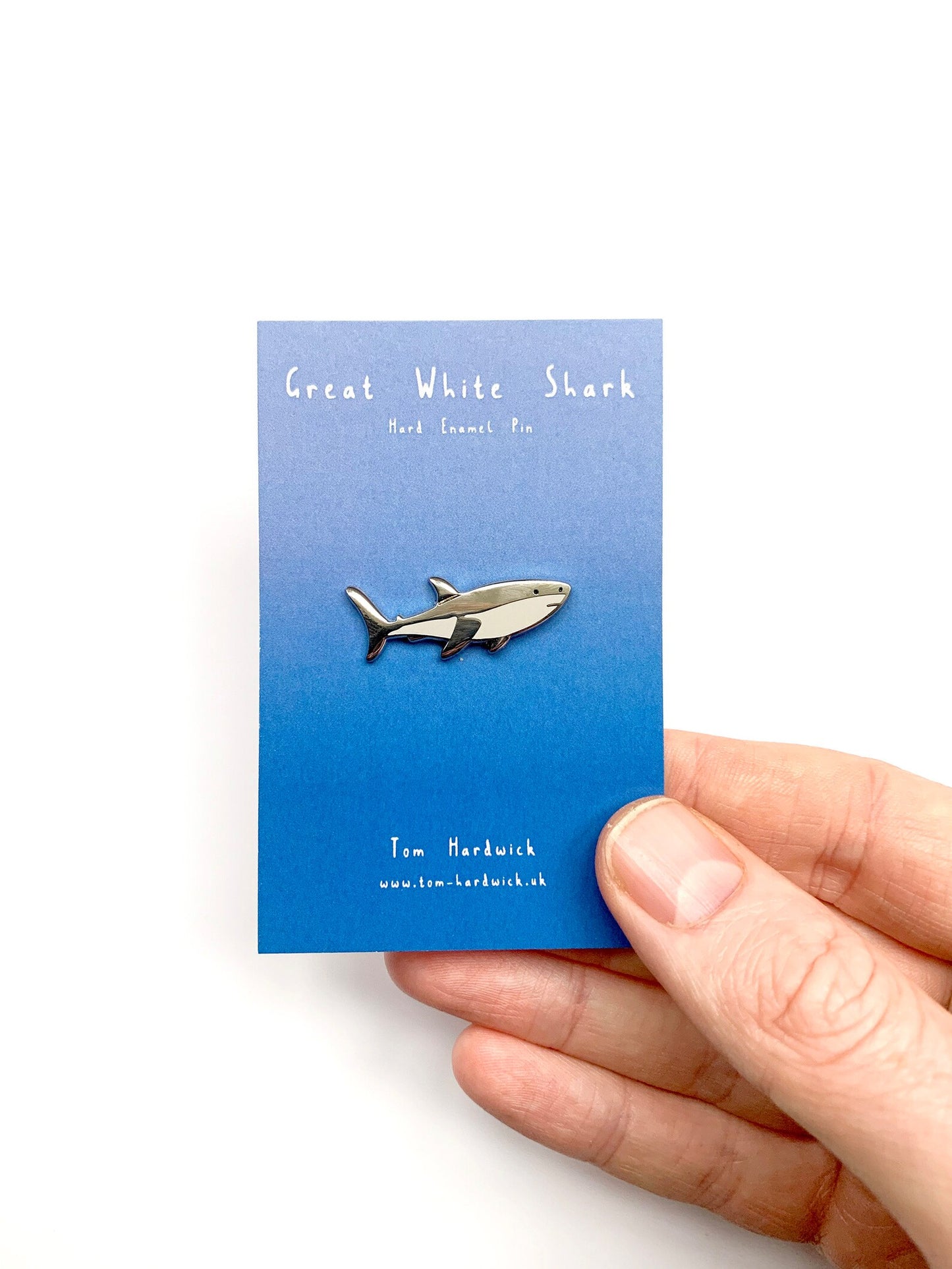 Great White Shark Enamel Pin by Tom Hardwick