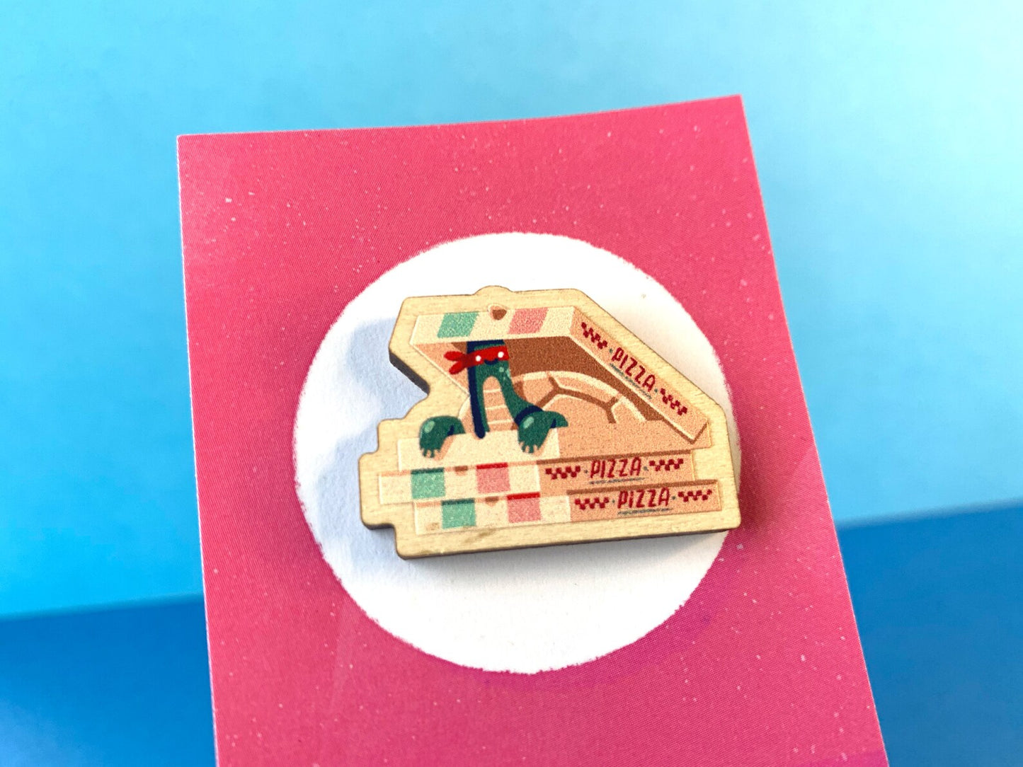 Pizza Turtle Wooden Pin by Gilleard