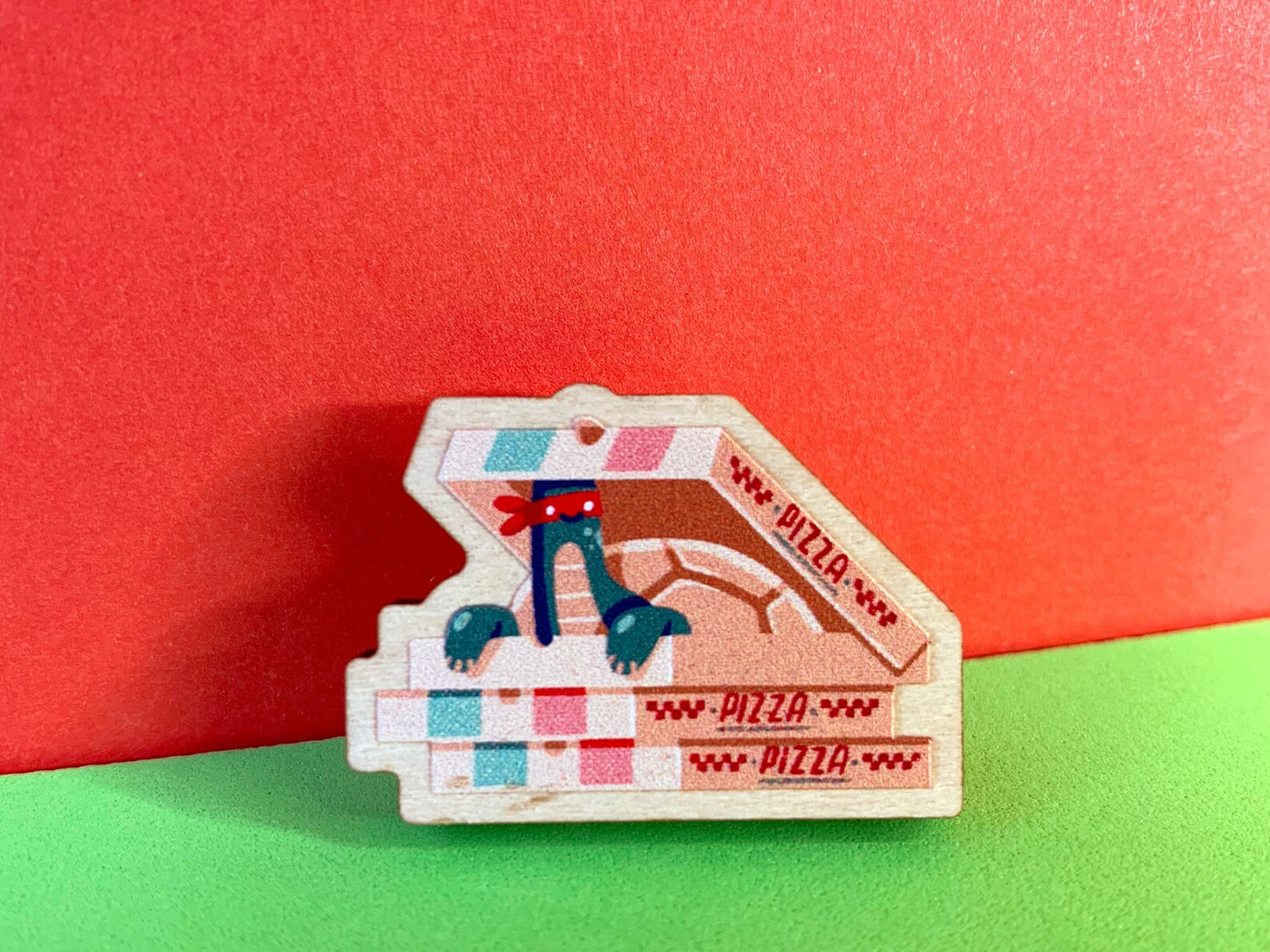 Pizza Turtle Wooden Pin by Gilleard