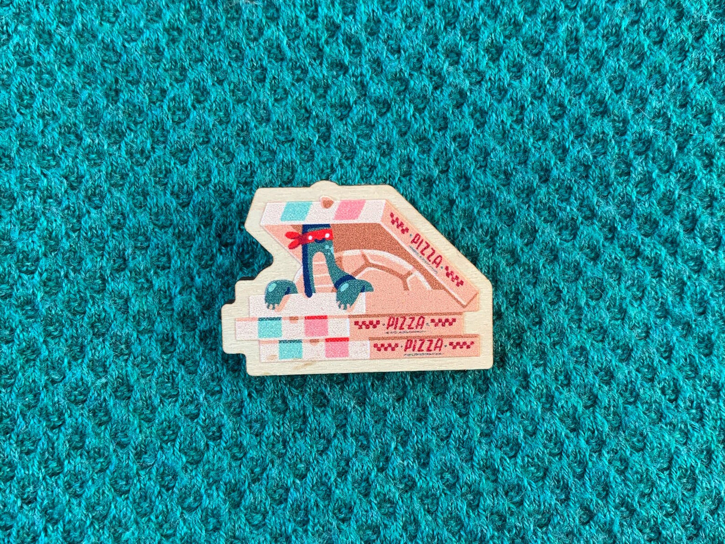 Pizza Turtle Wooden Pin by Gilleard