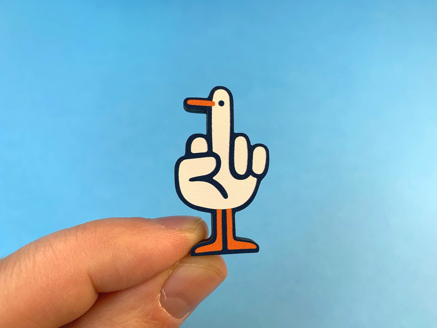 Flip the Bird Wooden Pin by Gilleard