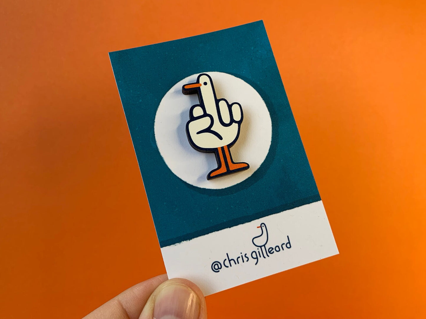 Flip the Bird Wooden Pin by Gilleard