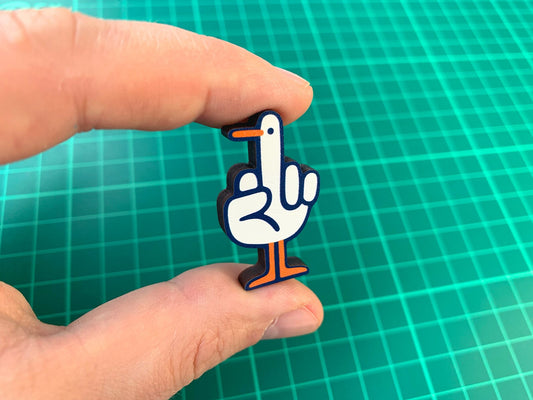 Flip the Bird Wooden Pin by Gilleard