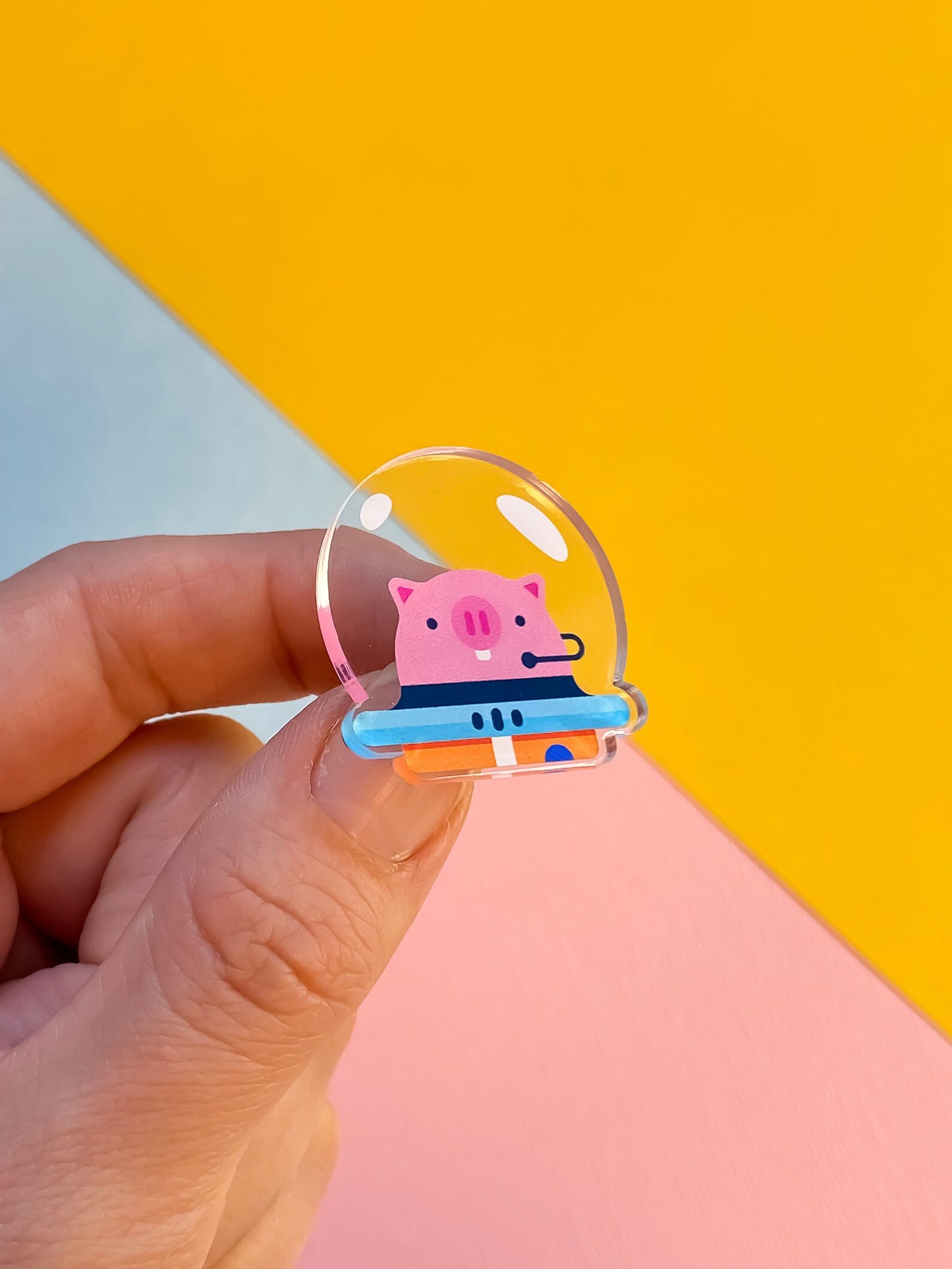 Space Pig Acrylic Pin by Gilleard