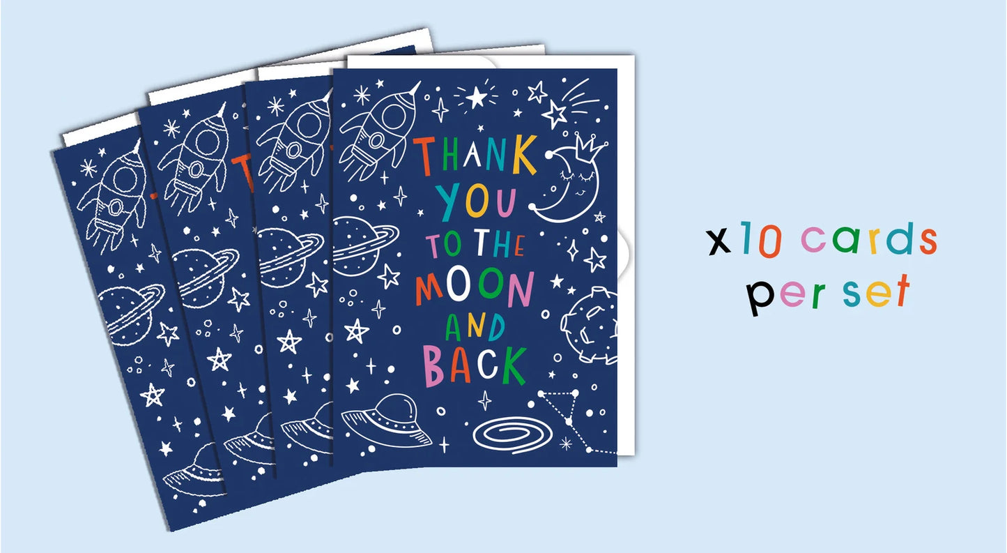 Thank You To The Moon And Back A6 Thank You cards by Dotty Black