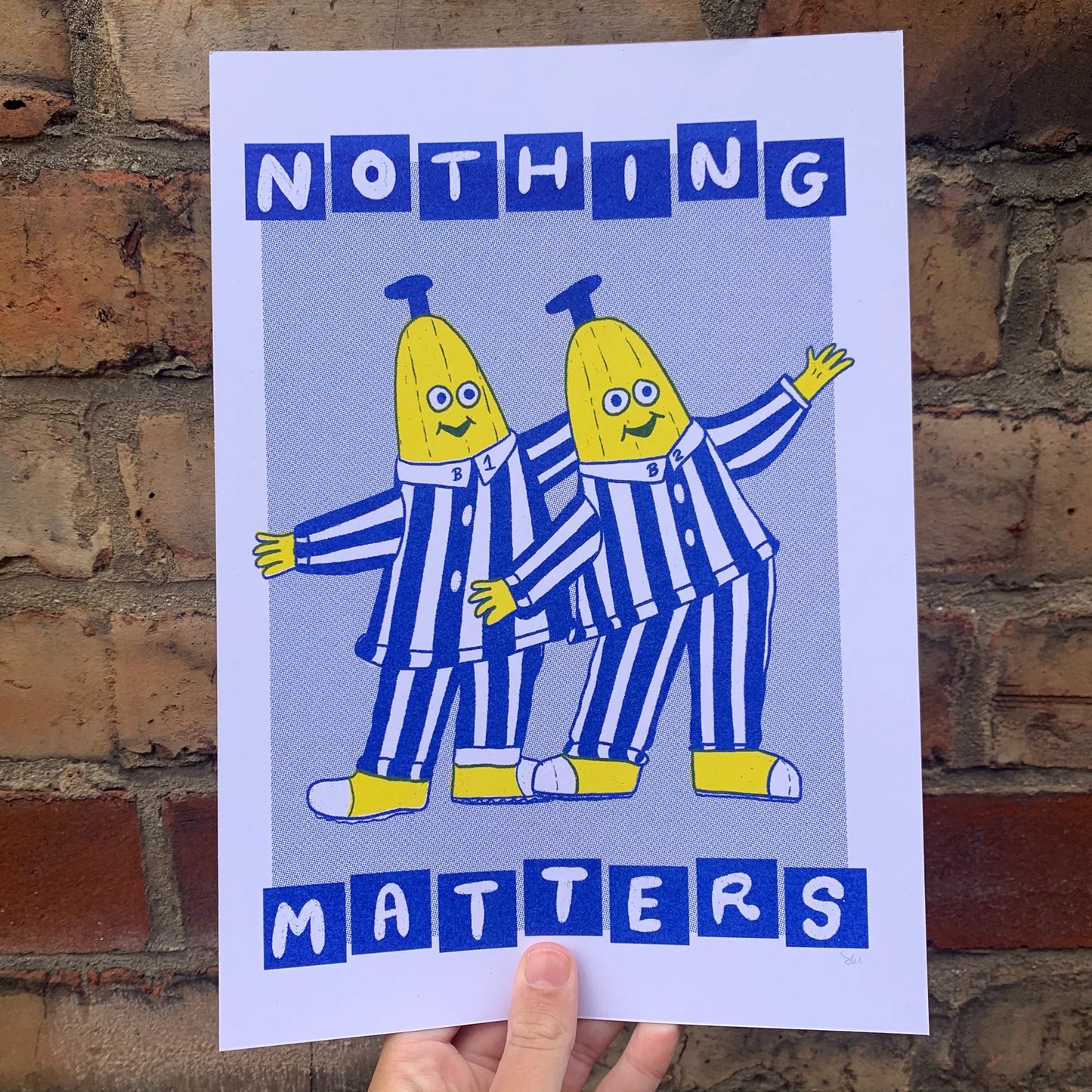 Nothing Matters Bananas Pyjamas RISO Art Print by 2Bmcr