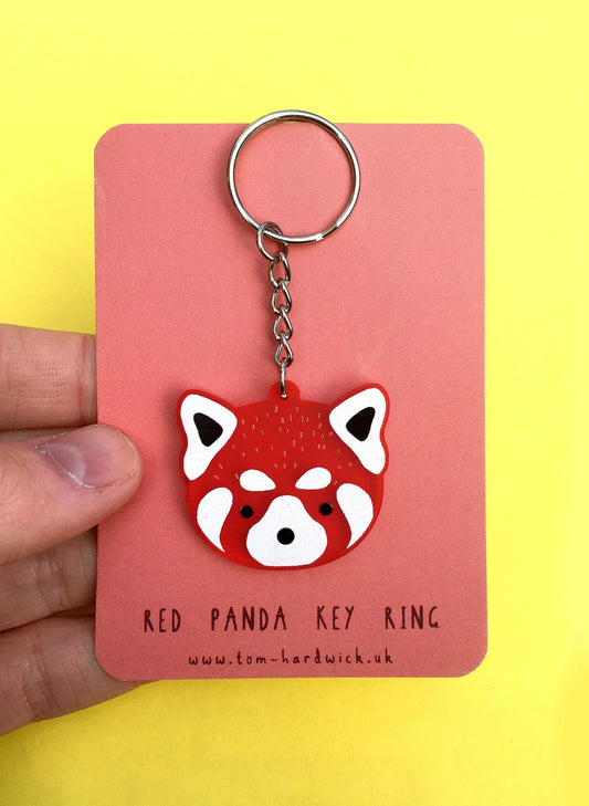 Red Panda Acrylic Keyring by Tom Hardwick