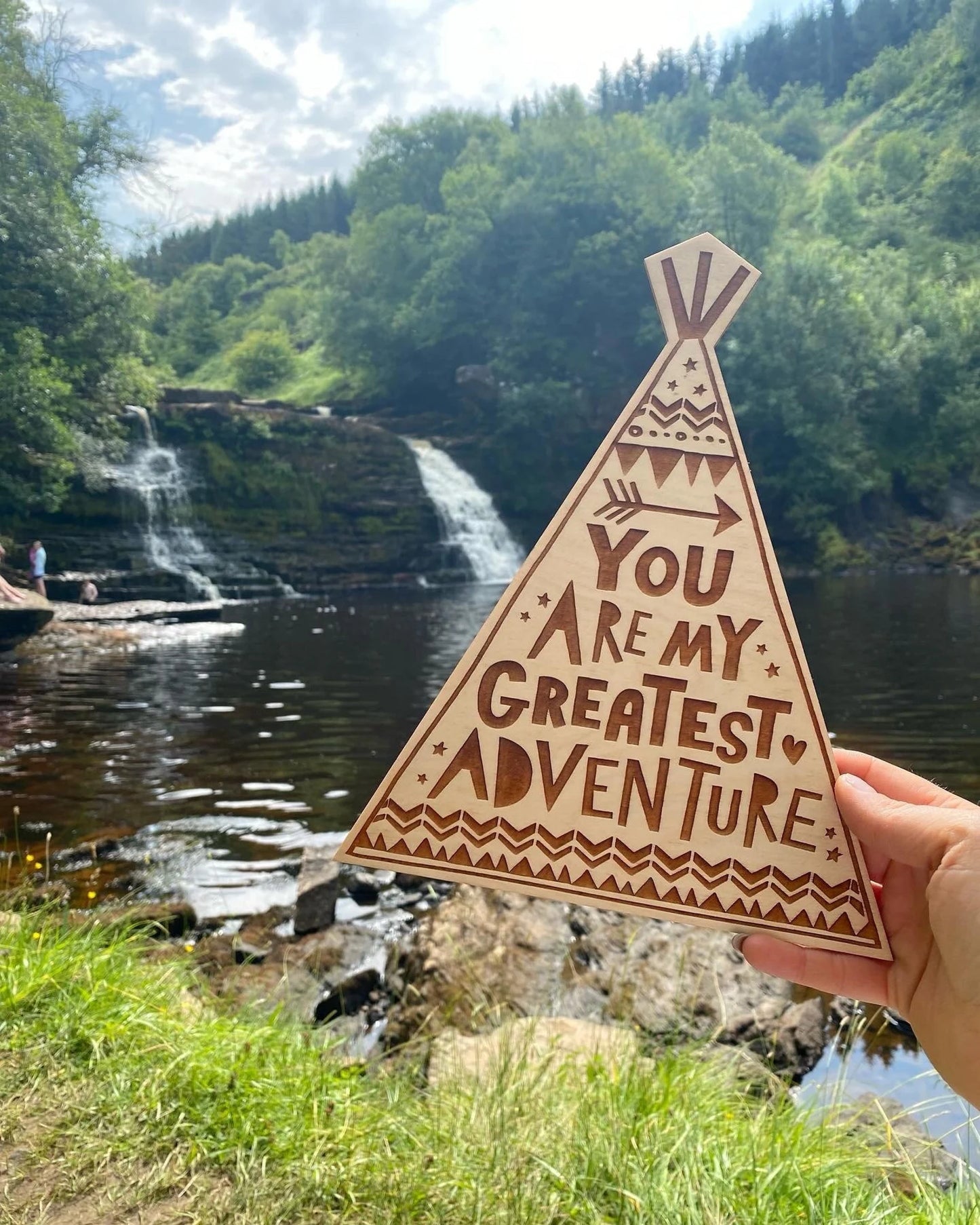 You Are My Greatest Adventure Wooden Teepee Wall Hanging by Dotty Black