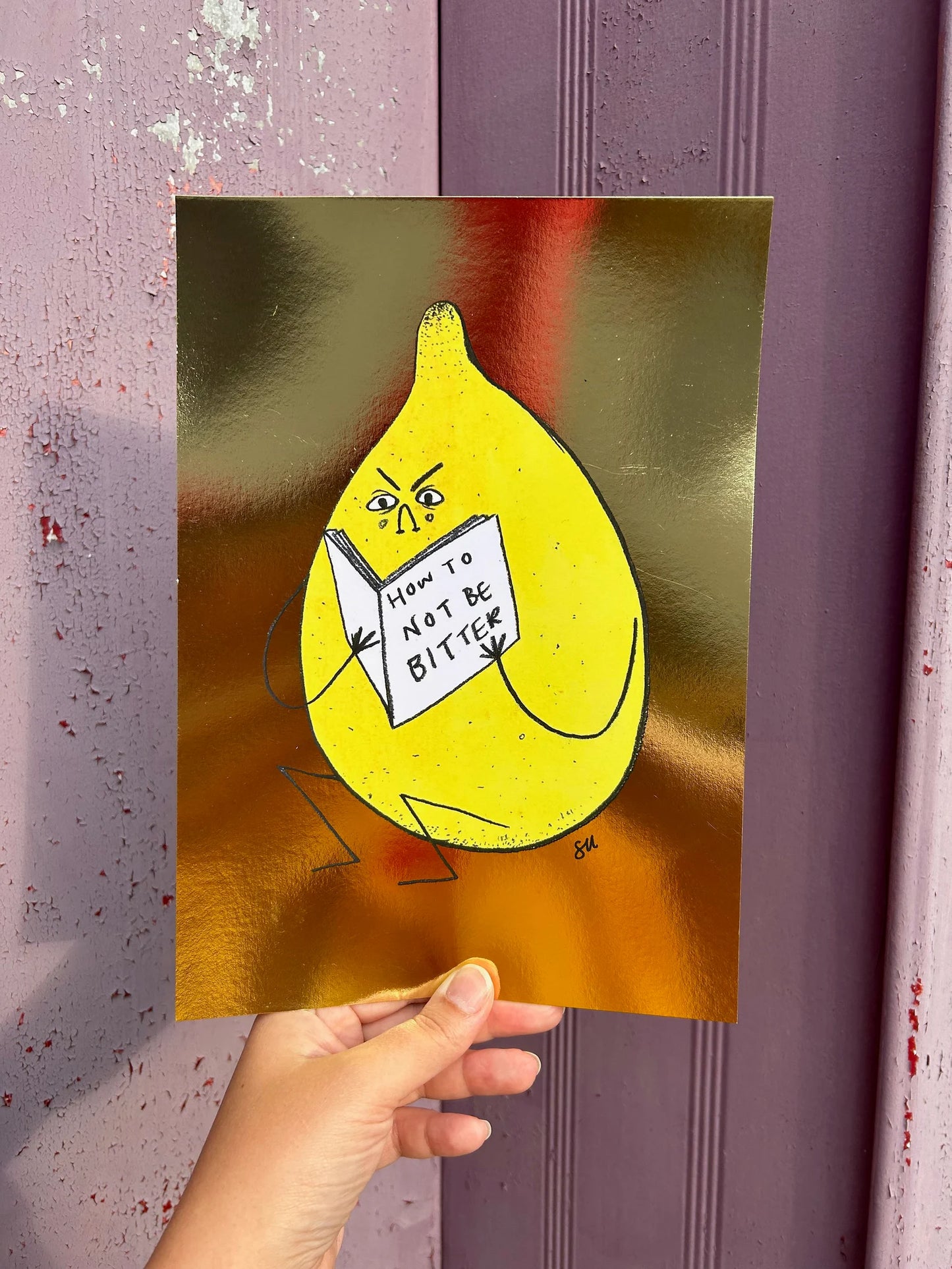 Gold lemon Foiled Art Print by 2B Mcr