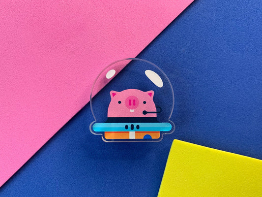 Space Pig Acrylic Pin by Gilleard