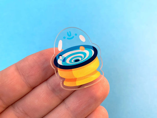 Spinning coin Acrylic Pin by Gilleard