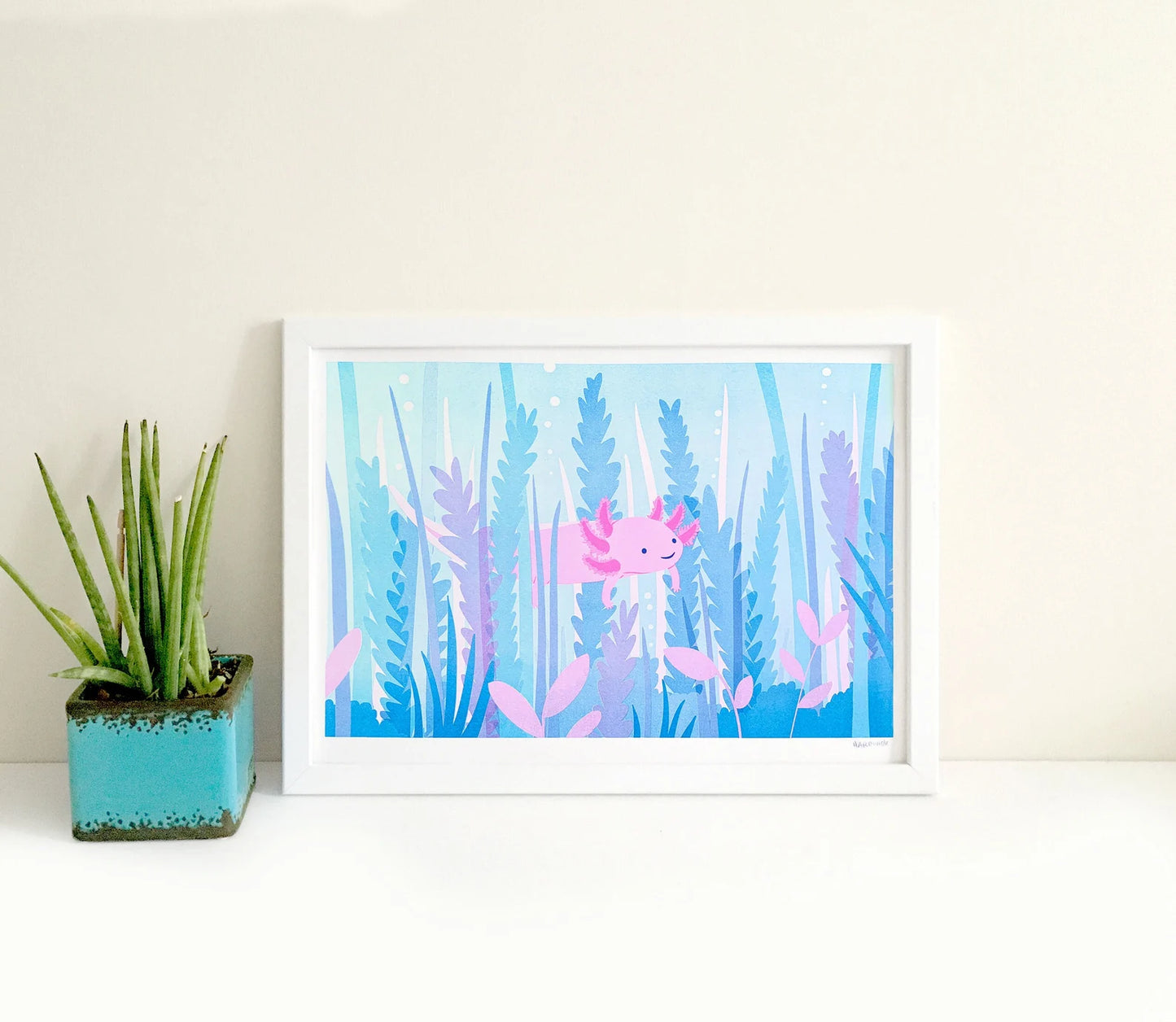 Axolotl Risograph Print by Tom Hardwick