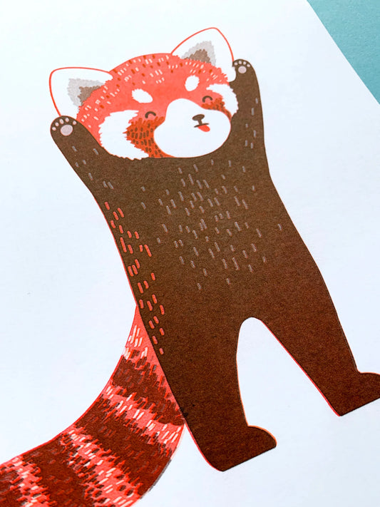 Cheeky Red Panda Risograph Print by Tom Hardwick