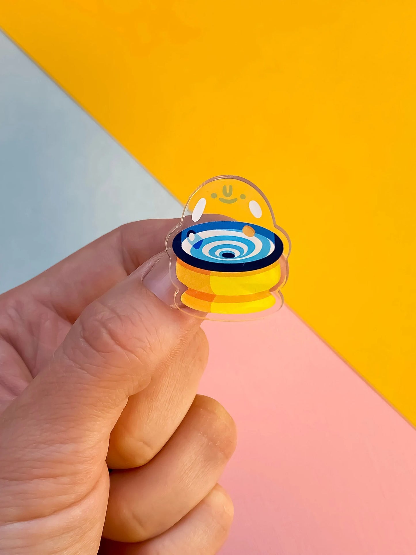 Spinning coin Acrylic Pin by Gilleard