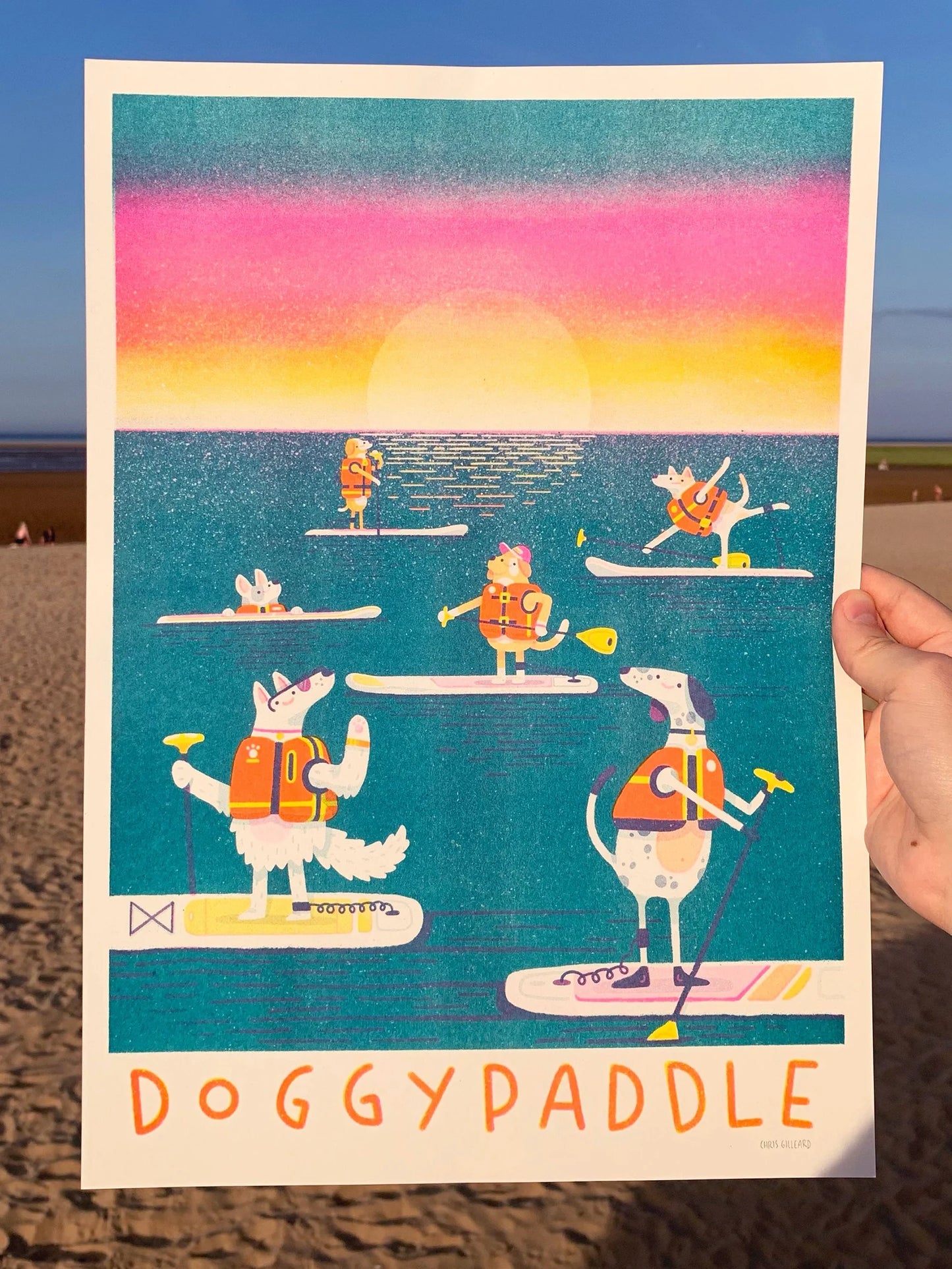 Doggy Paddle Riso Print