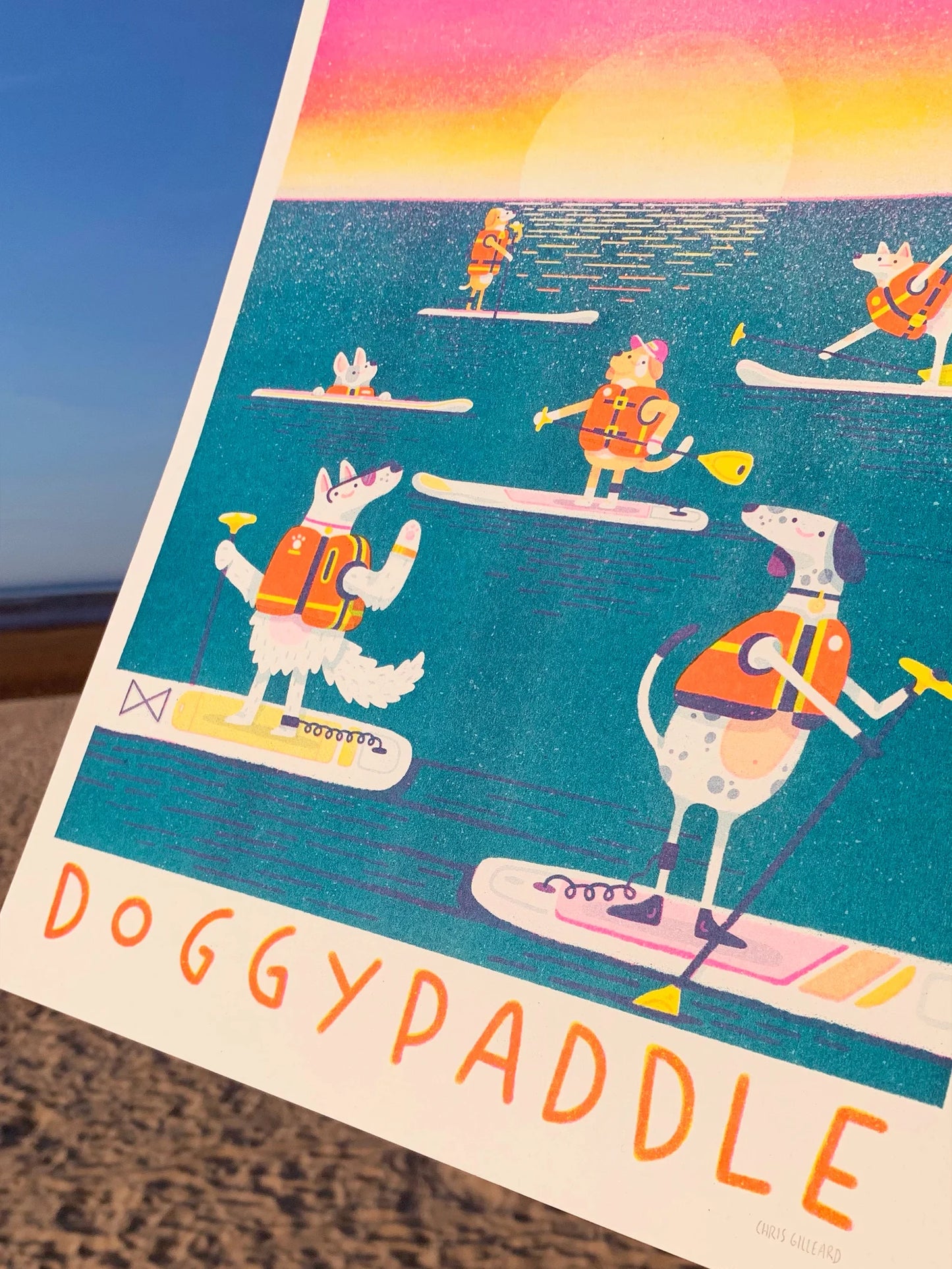 Doggy Paddle Riso Print