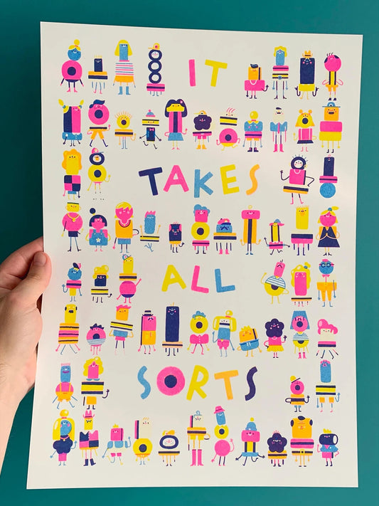 It Takes All Sorts Riso Print