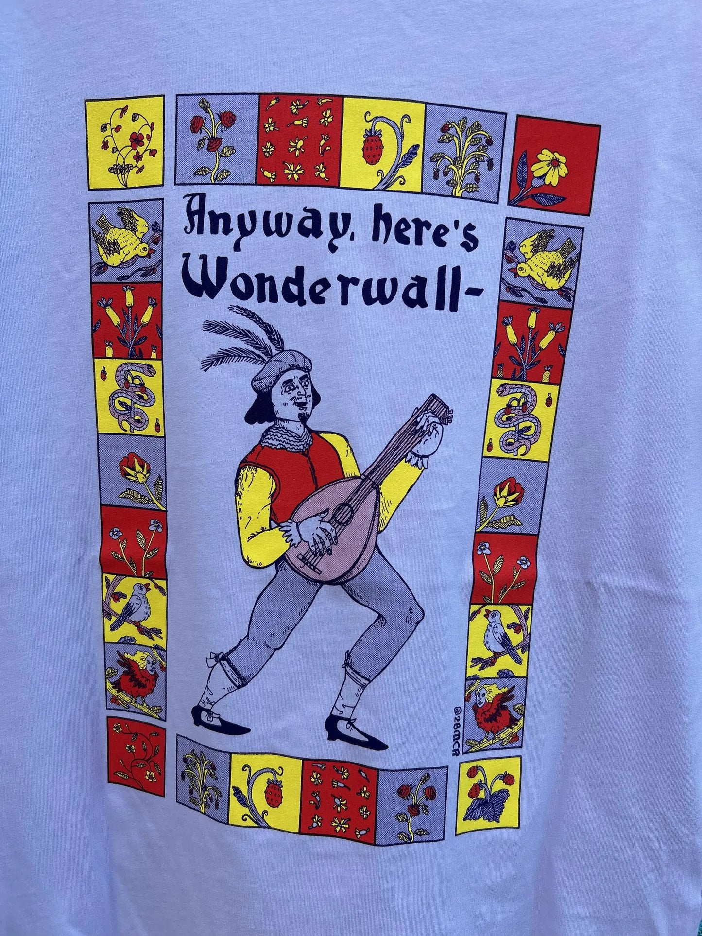 Wonderwall Lilac illustrated Screen-printed Tee