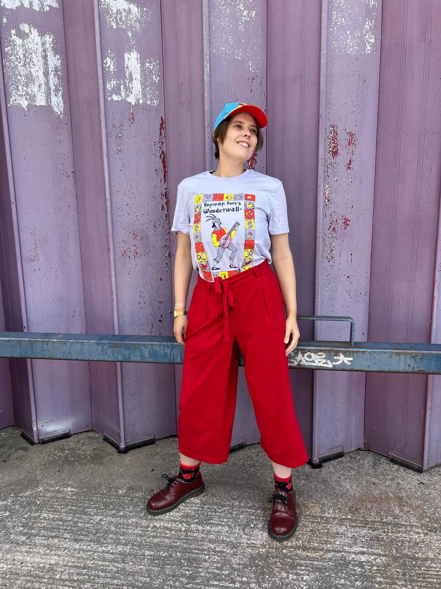 Wonderwall Lilac illustrated Screen-printed Tee