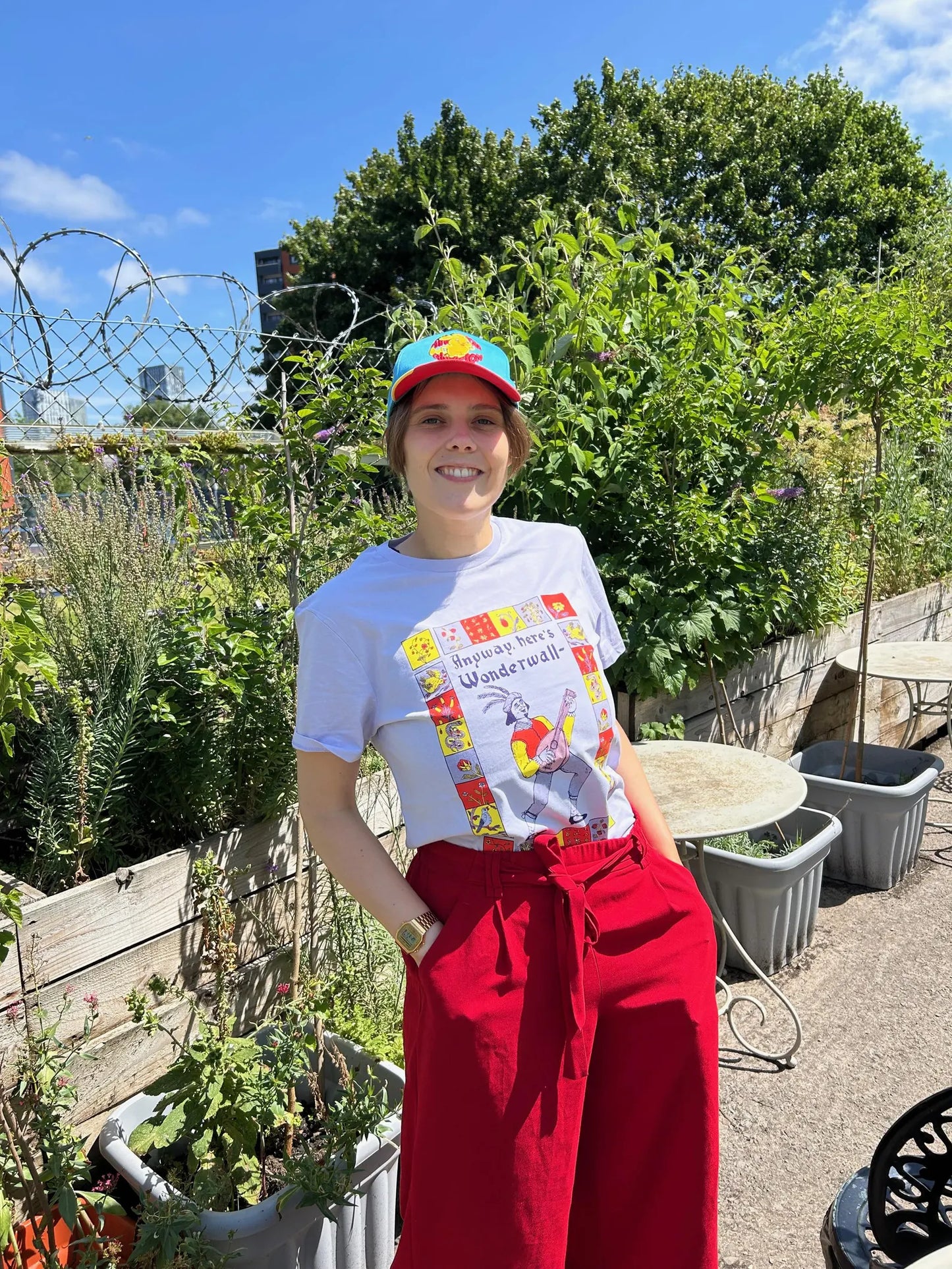 Wonderwall Lilac illustrated Screen-printed Tee