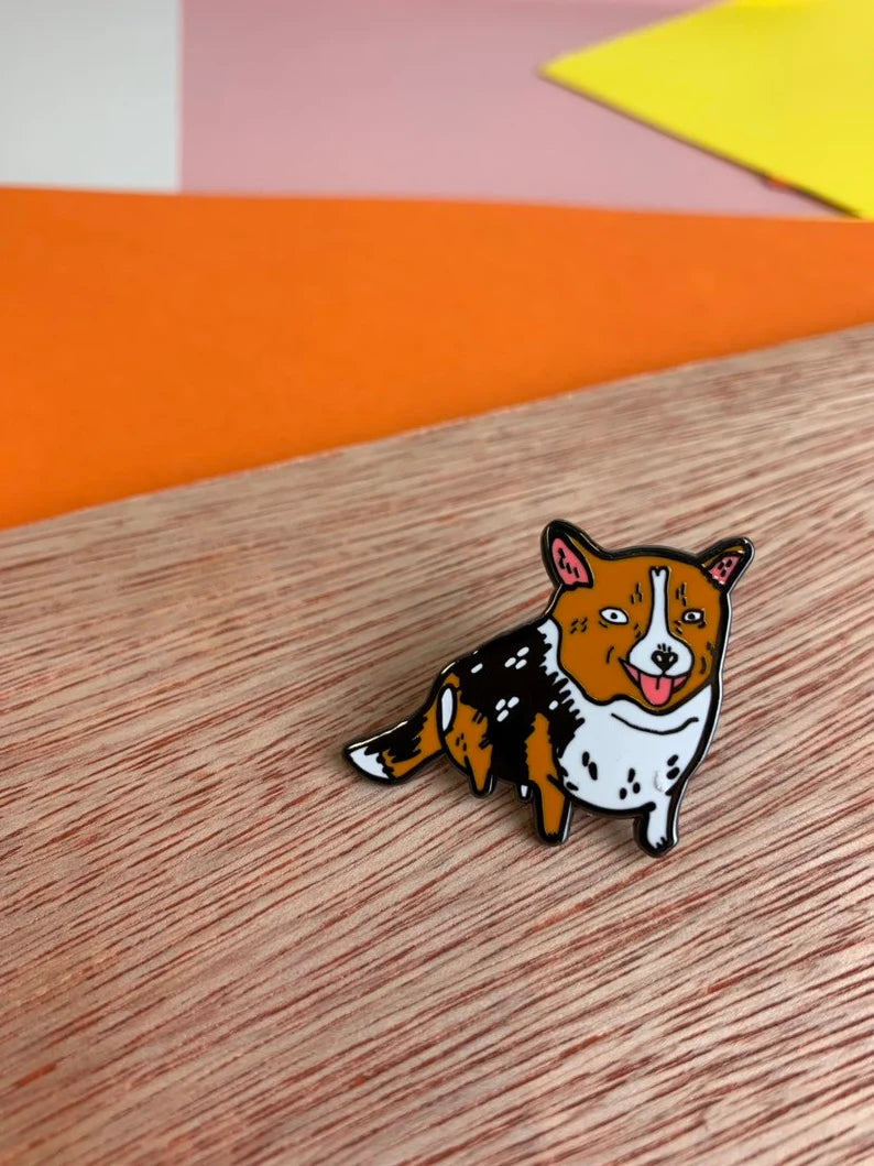 Happy Corgi Hard Enamel Pin