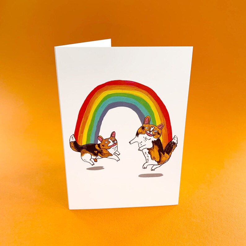 Rainbow Dogs Greeting Card