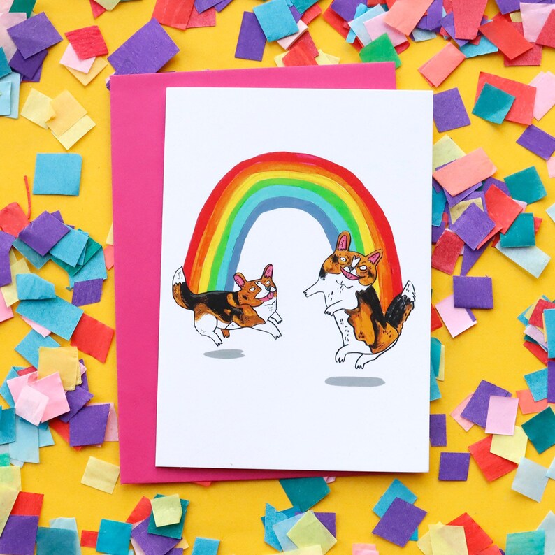 Rainbow Dogs Greeting Card