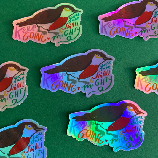 Keep Going Robin Holographic Vinyl Sticker