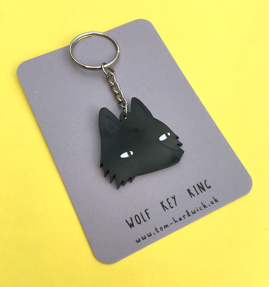 Wolf Acrylic Keyring by Tom Hardwick