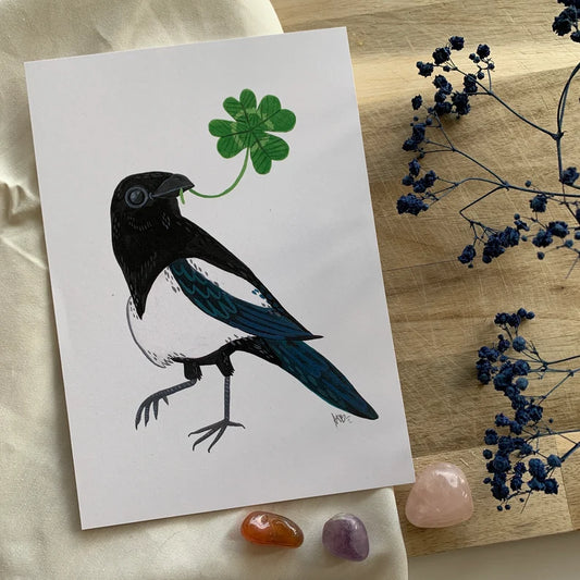 Lucky Magpie - A4 Art Print