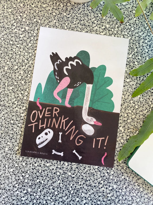 Overthinking It Ostrich - Art Print
