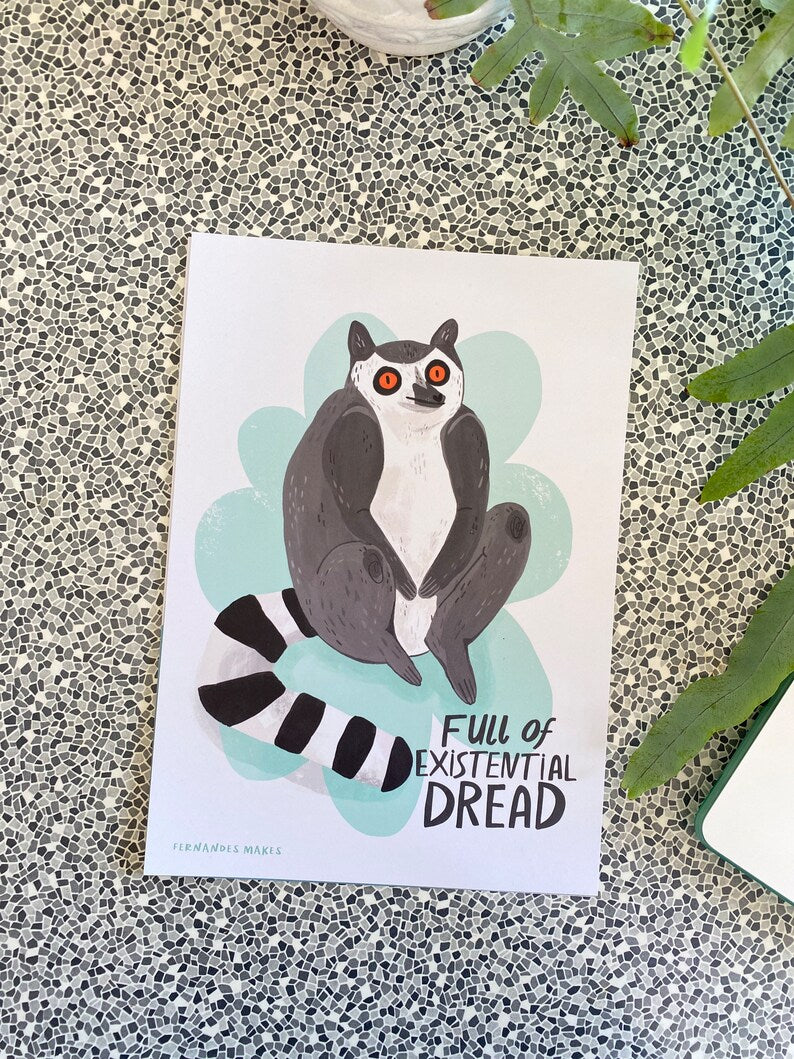 Full of Existential Dread Lemur - Art Print