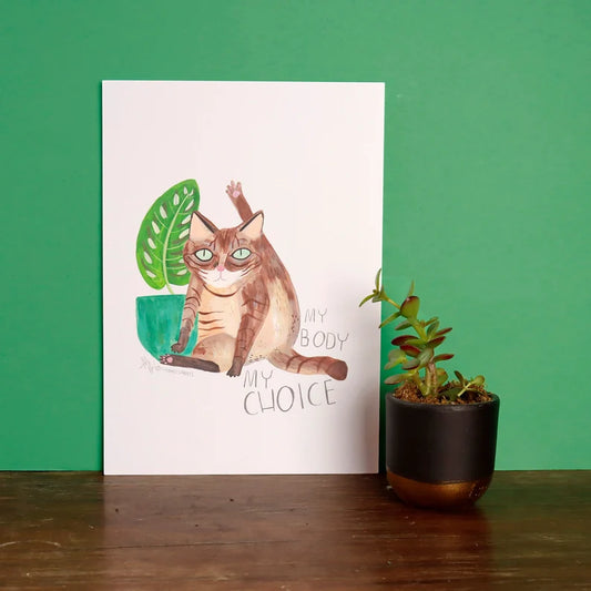 My Body My Choice Cat licking - Art Print