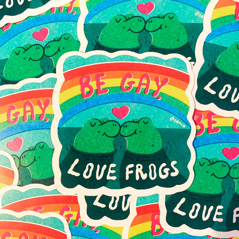 Be Gay Love Frogs Vinyl Sticker by 2Bmcr