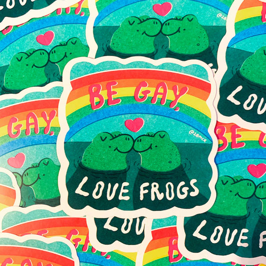 Be Gay Love Frogs Vinyl Sticker by 2Bmcr