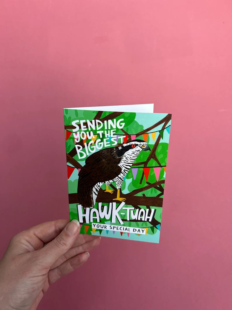 Hawk Tuah Greeting Card by Fernandes Makes