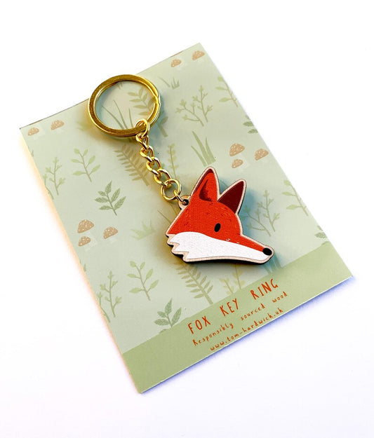Fox Wooden Key Ring
