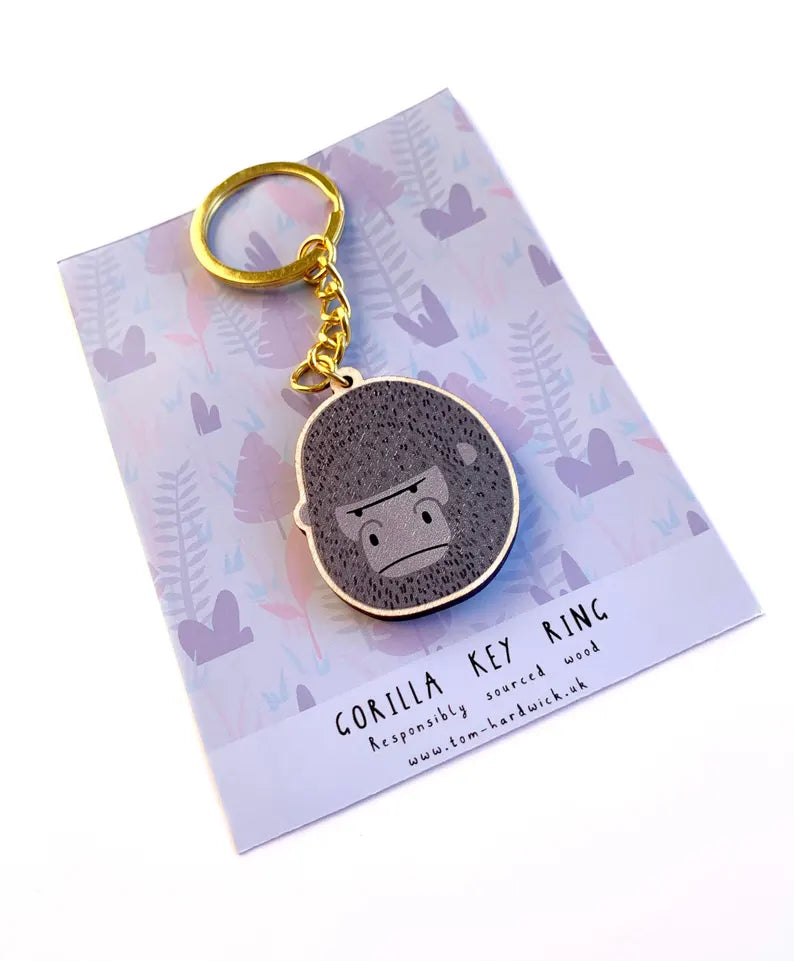 Gorilla Wooden Key Ring