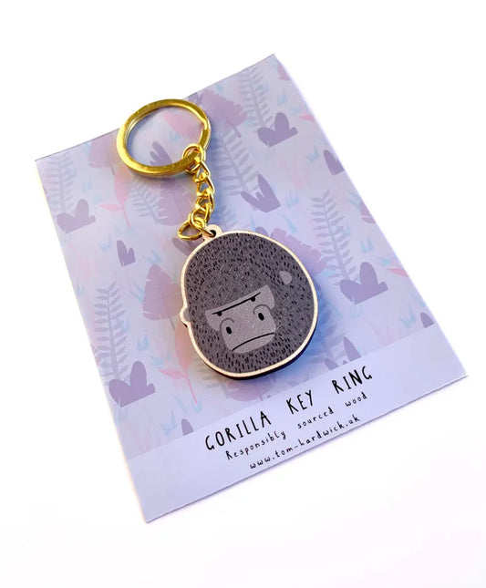 Gorilla Wooden Key Ring