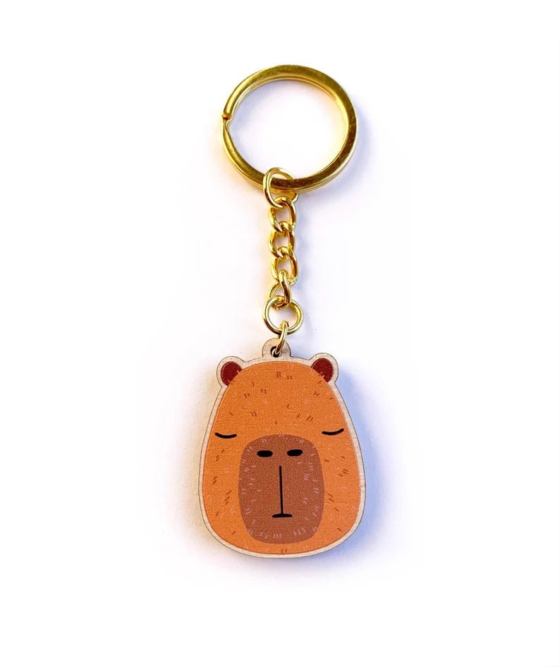 Capybara Wooden Key Ring