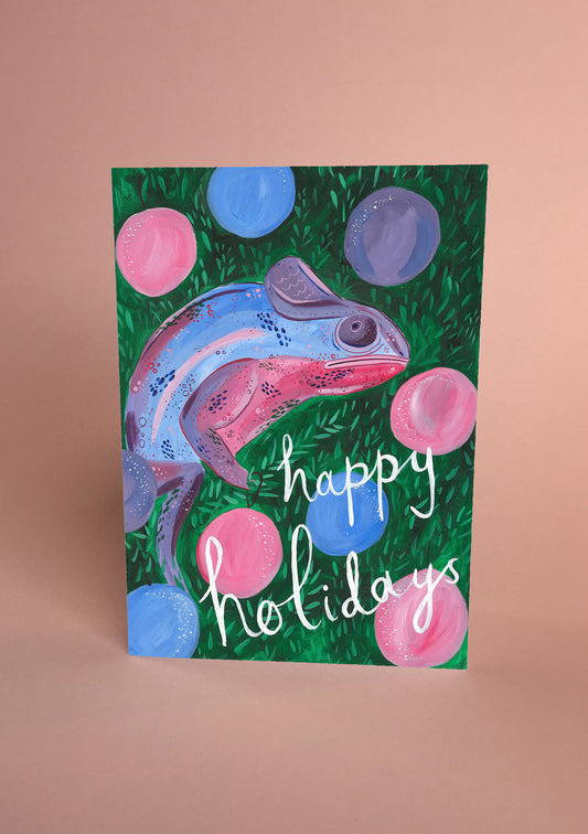Happy Holidays Chameleon Greeting Card by Fernandes Makes