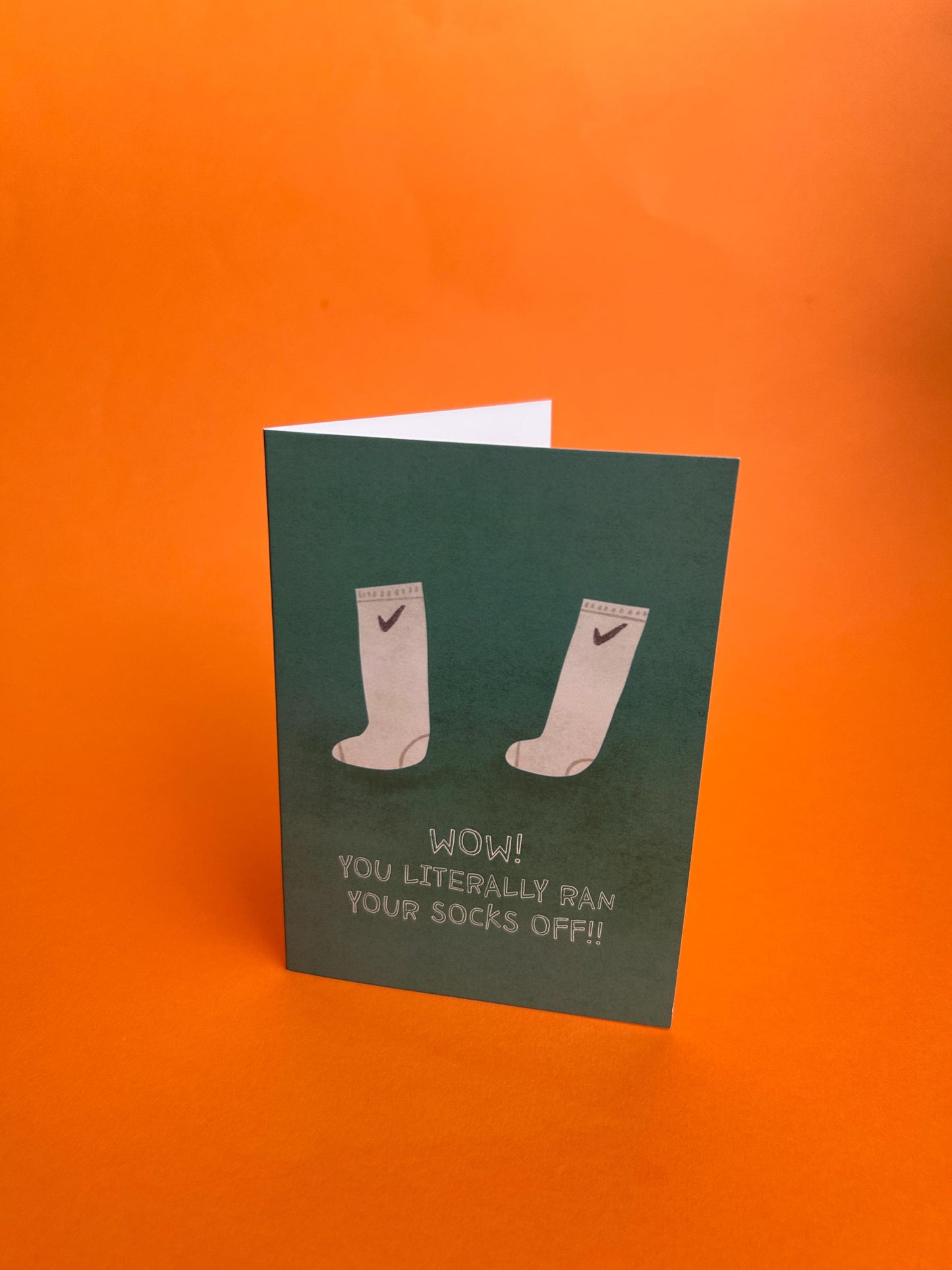 You Literally Ran Your Socks Off Greeting Card by Fernandes Makes