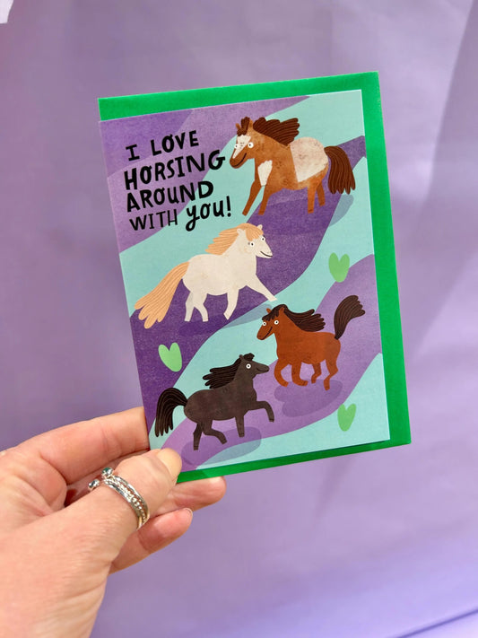 Horsing Around Greeting Card by Fernandes Makes