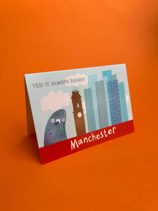 It Always Rains - Manchester Skyline Greeting Card