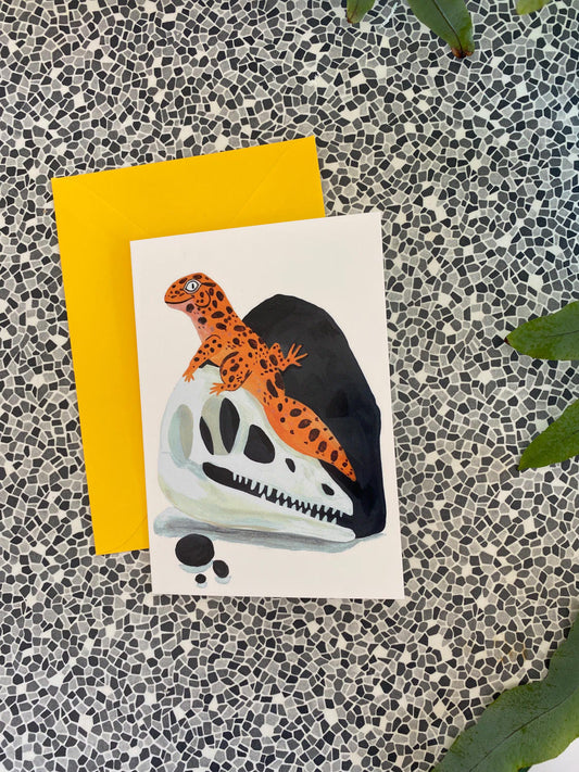 Salamander On Skull Greeting Card
