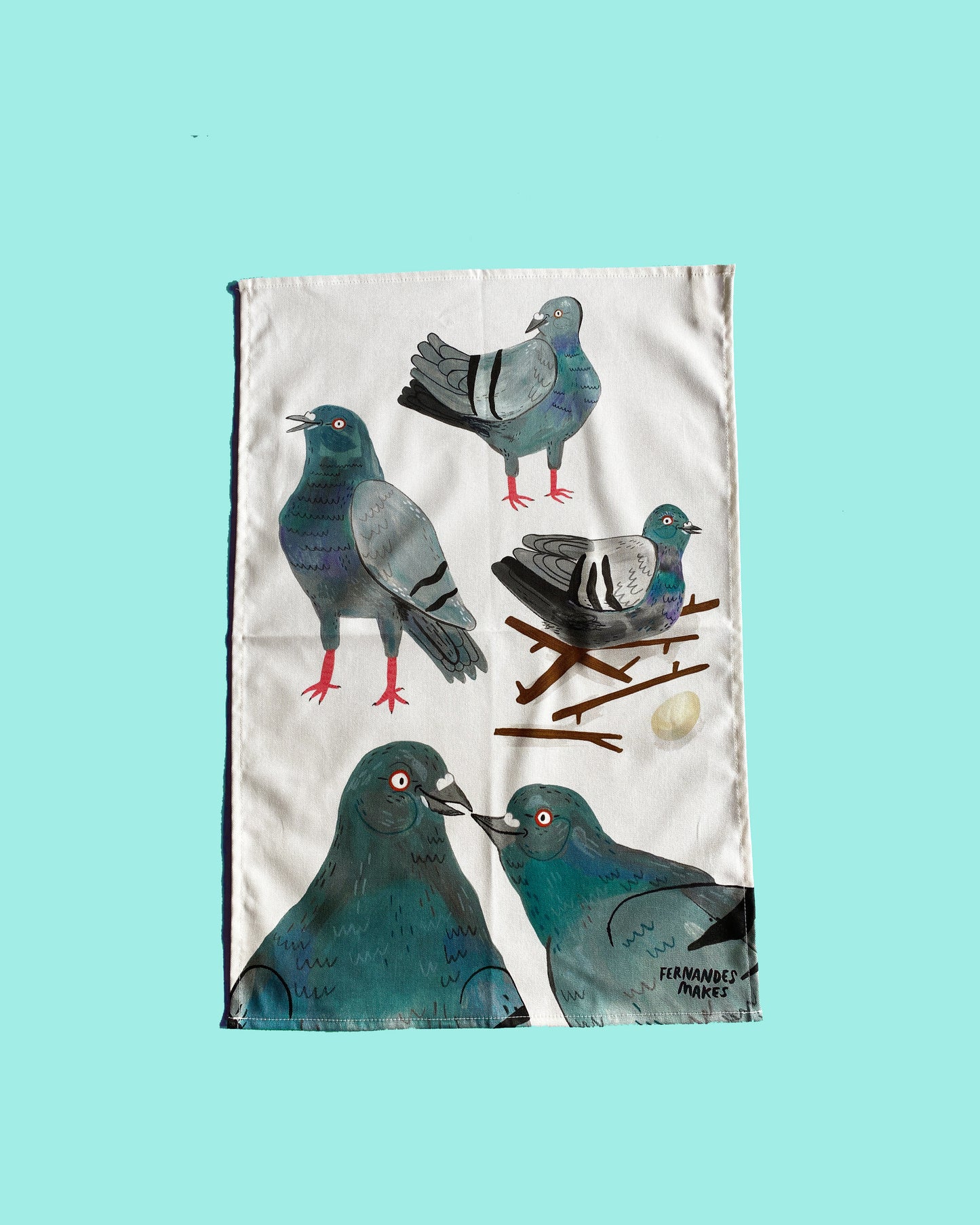 Pigeon Tea Towel by Fernandes Makes