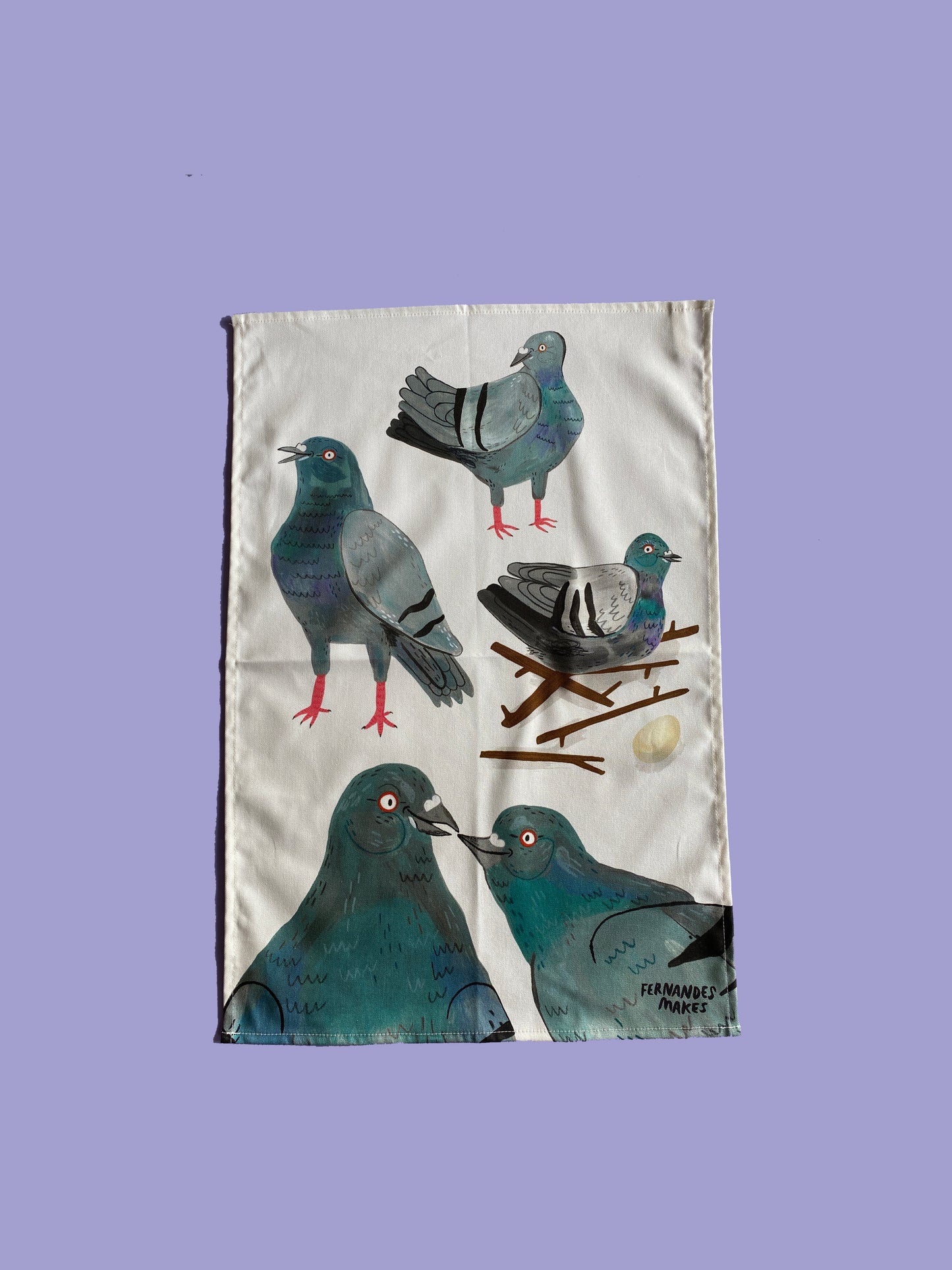 Pigeon Tea Towel by Fernandes Makes